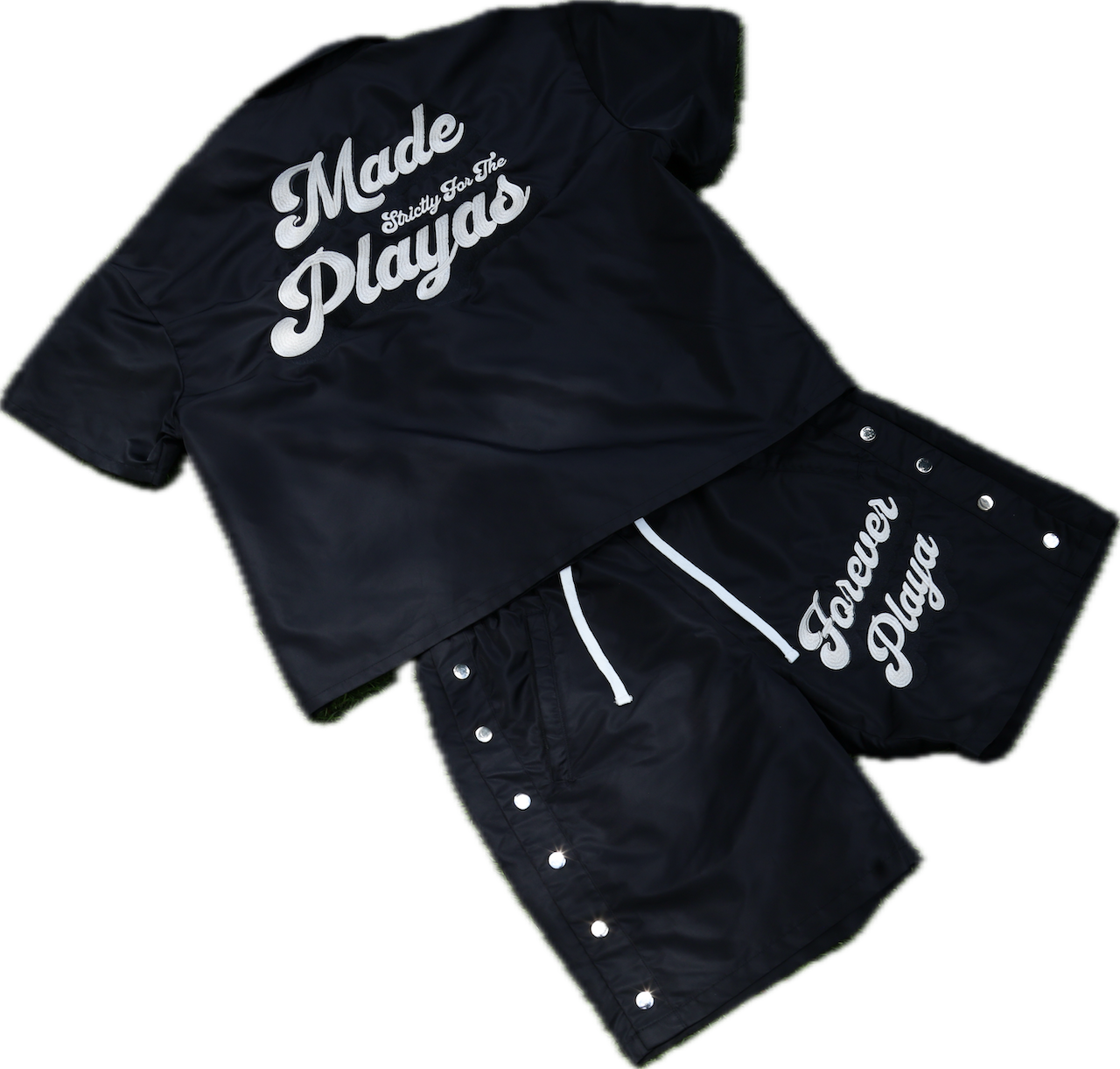 Made Strictly For The Playas Nylon Button Short Set (Copy)
